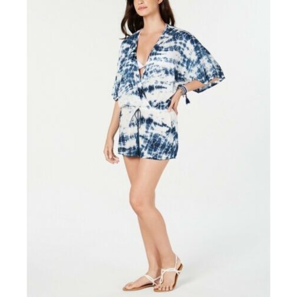 Raviya Tie-Dyed Cover-Up Romper Cover Up Blue Size Medium - NWT